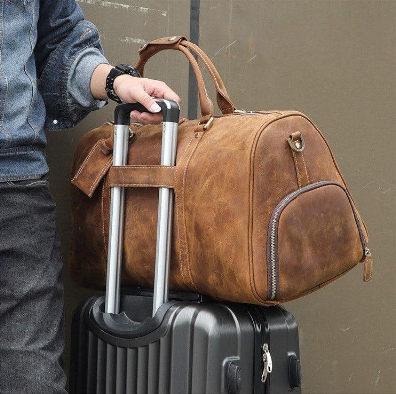 Sac Voyage Weekender Cuir Avec Compartiment À Chaussures