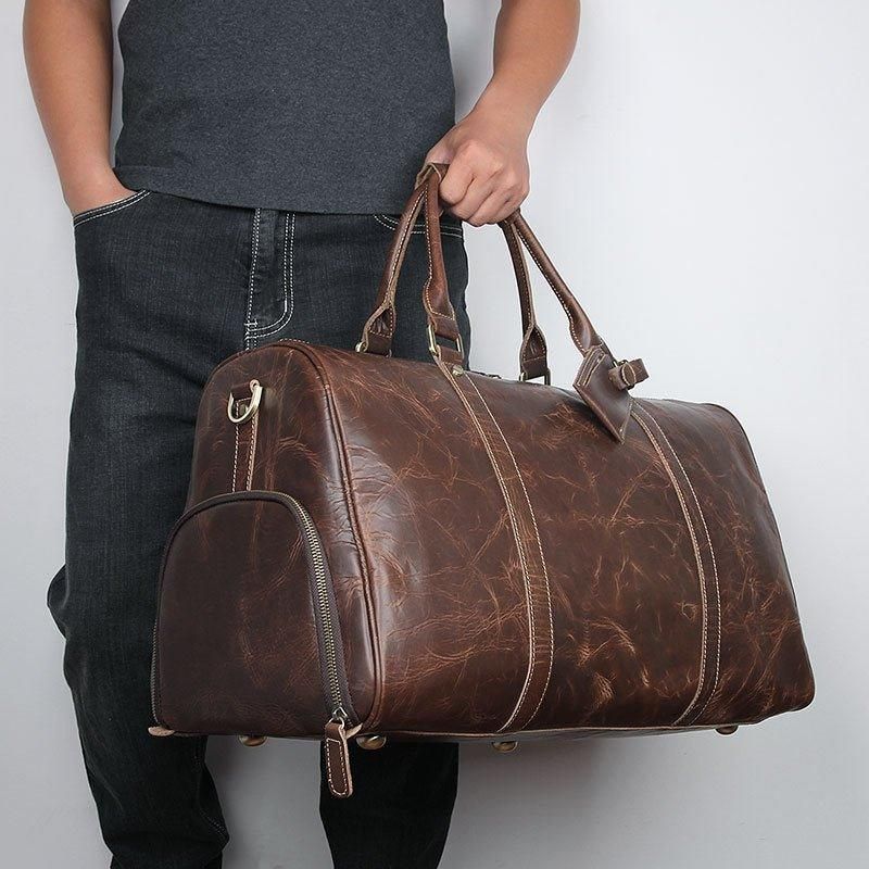 Sac Voyage Weekender Cuir Avec Compartiment À Chaussures