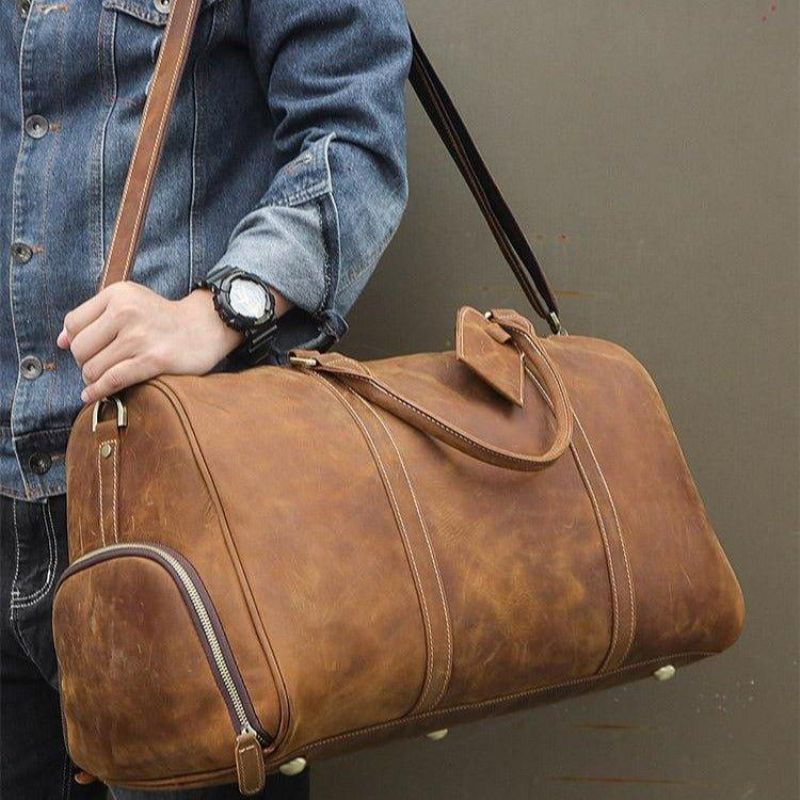 Sac Voyage Weekender Cuir Avec Compartiment À Chaussures