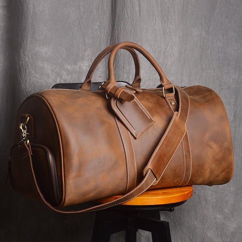 Sac Voyage Weekender Cuir Avec Compartiment À Chaussures