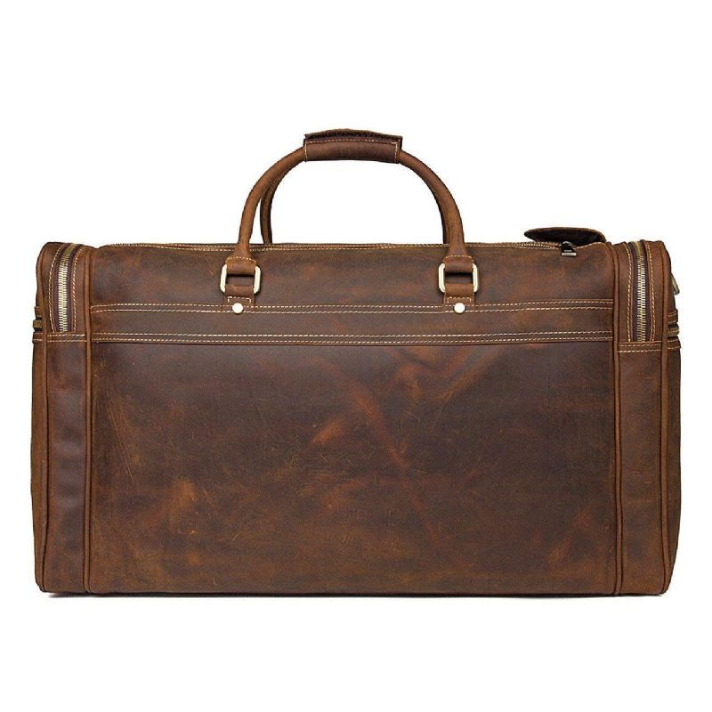 Sac Week-end Cuir Crazy Horse Pour Hommes Grand Marron