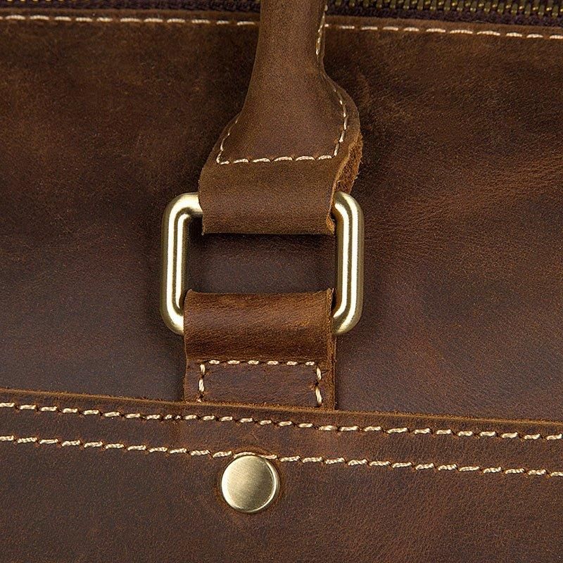 Sac Week-end Cuir Crazy Horse Pour Hommes Grand Marron