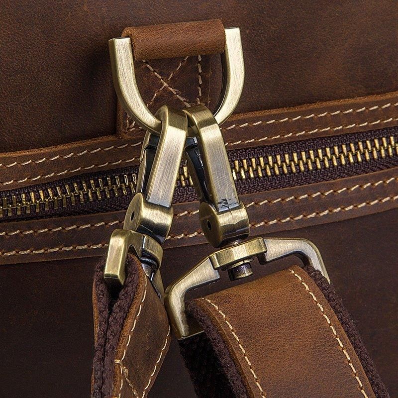 Sac Week-end Cuir Crazy Horse Pour Hommes Grand Marron