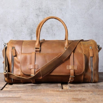 Sac Week-end Cuir Pour Hommes Avec Compartiment À Chaussures