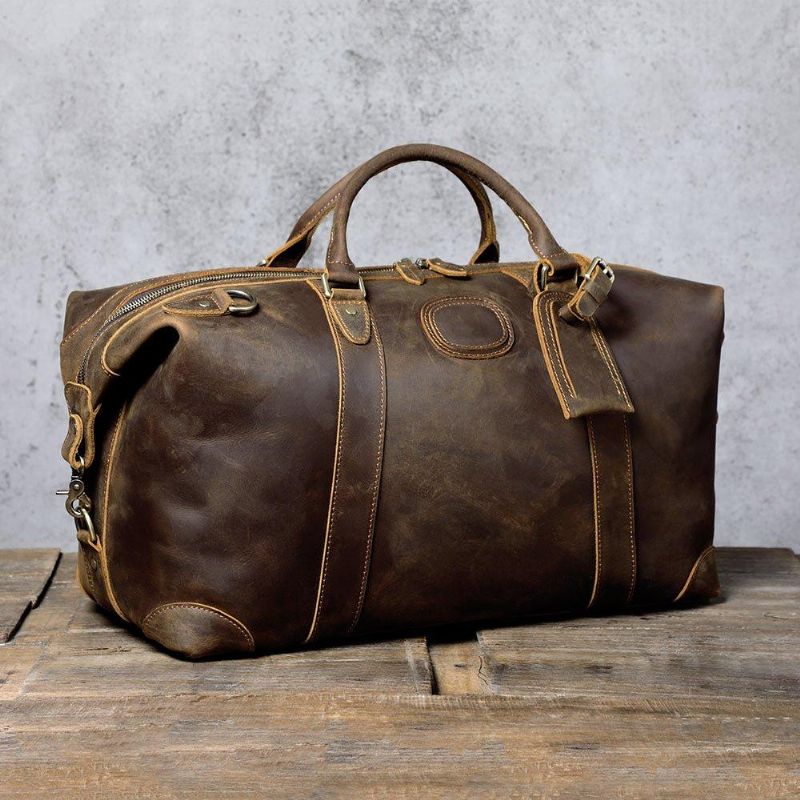 Sac Week-end Cuir Pour Hommes Avec Compartiment Ordinateur Portable