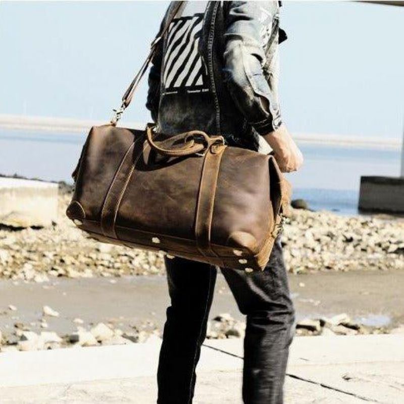 Sac Week-end Cuir Pour Hommes Avec Compartiment Ordinateur Portable