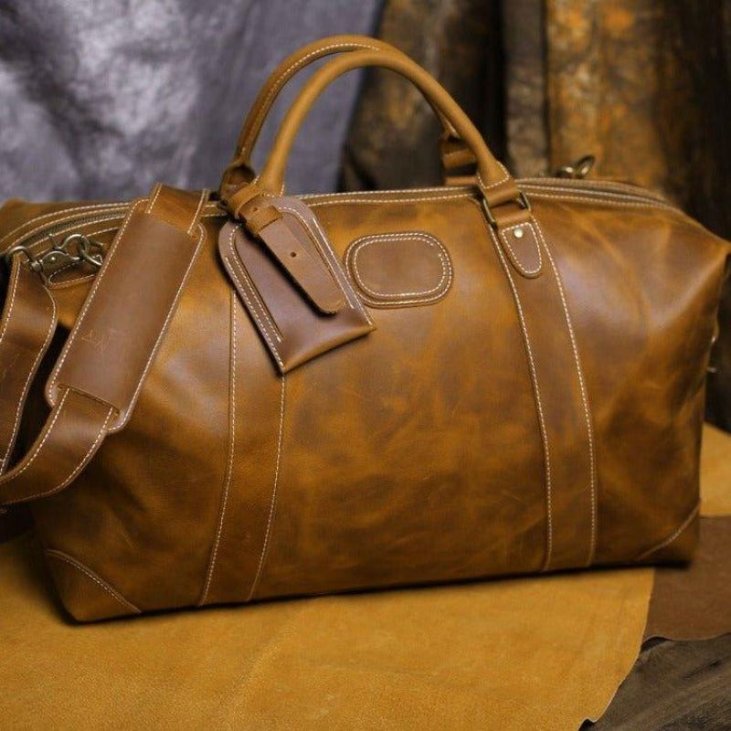 Sac Week-end Cuir Pour Hommes Avec Compartiment Ordinateur Portable