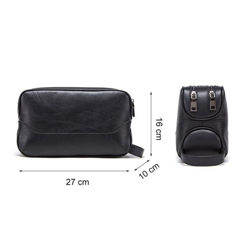 Trousse Toilette Cuir Pour Homme Noir