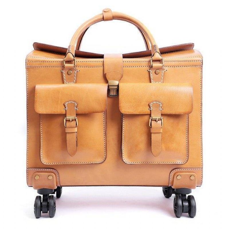 Valise Cuir Vintage Bagage Voyage 19 Pouces