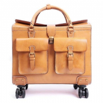 Valise Cuir Vintage Bagage Voyage 19 Pouces