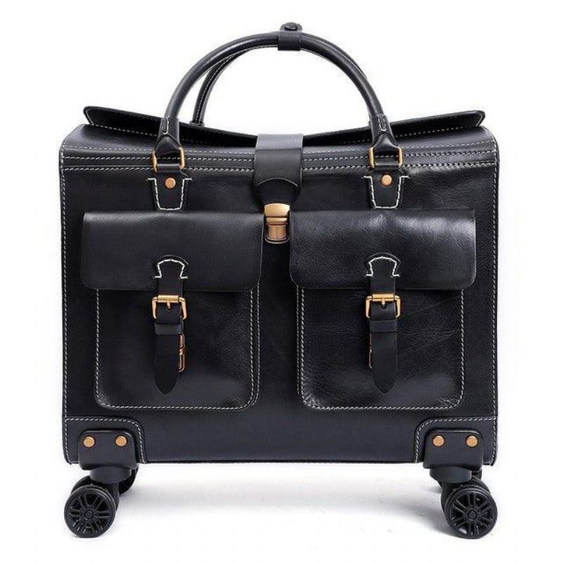 Valise Cuir Vintage Bagage Voyage 19 Pouces