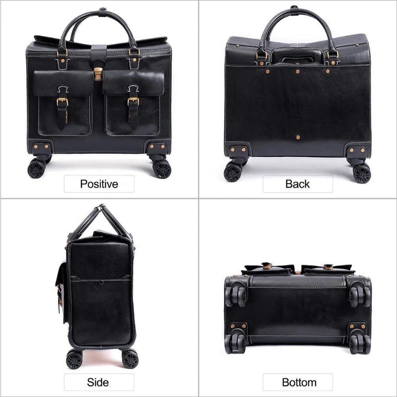 Valise Cuir Vintage Bagage Voyage 19 Pouces