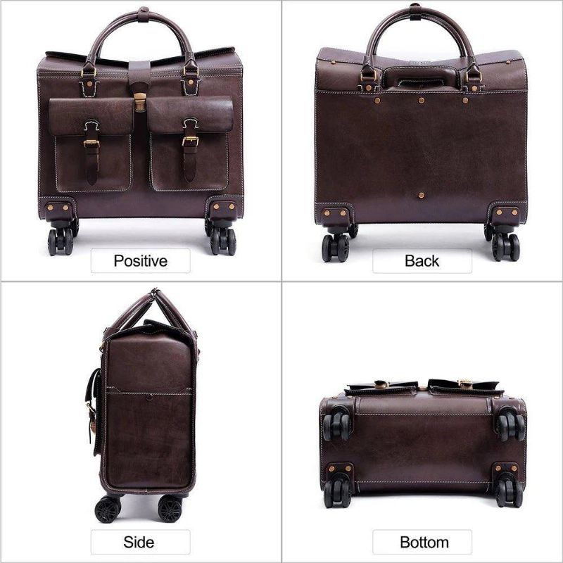 Valise Cuir Vintage Bagage Voyage 19 Pouces