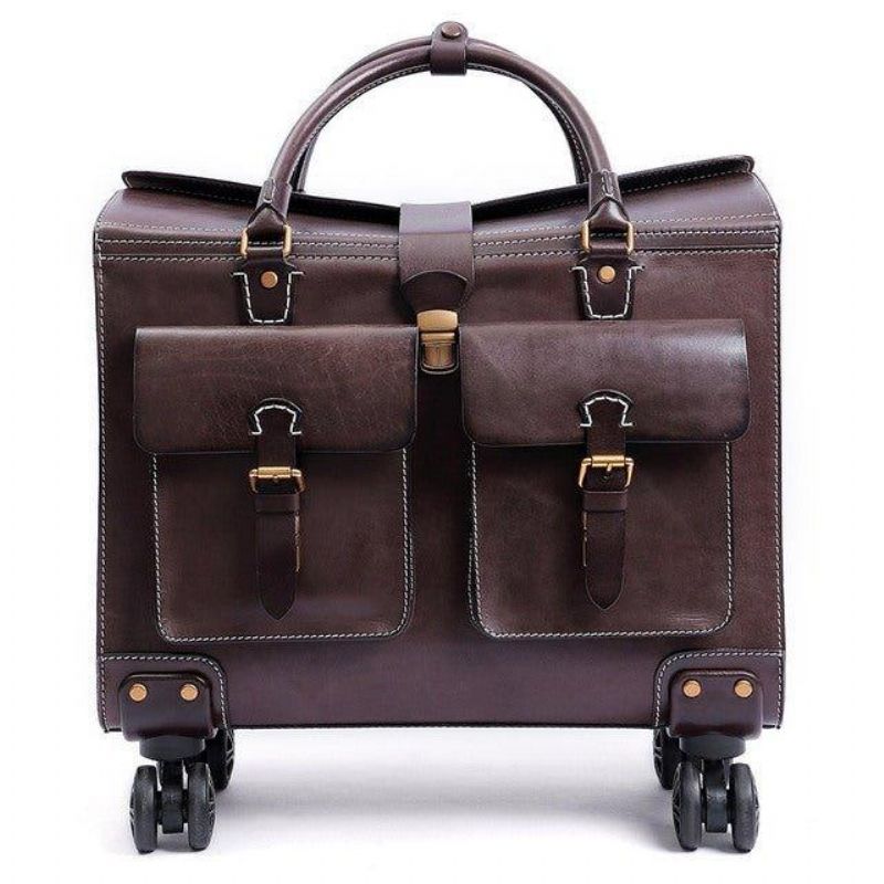 Valise Cuir Vintage Bagage Voyage 19 Pouces