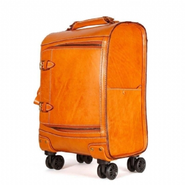 Valise Cuir Vintage Bagage Voyage 20 Pouces