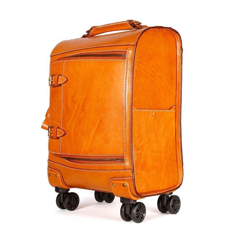 Valise Cuir Vintage Bagage Voyage 20 Pouces