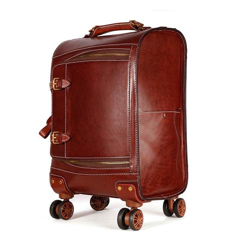 Valise Cuir Vintage Bagage Voyage 20 Pouces