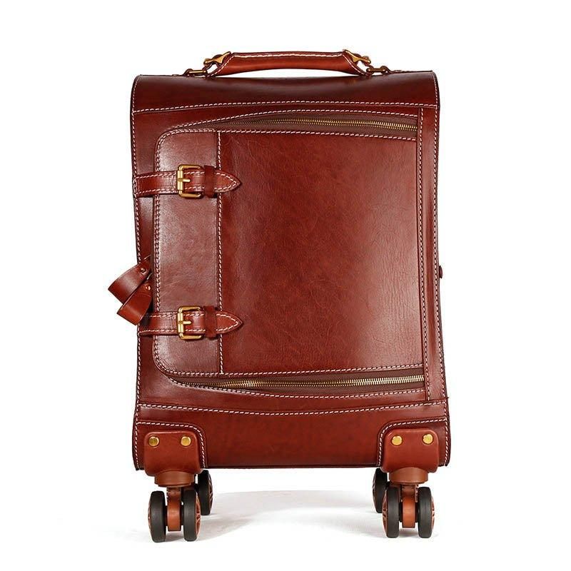 Valise Cuir Vintage Bagage Voyage 20 Pouces