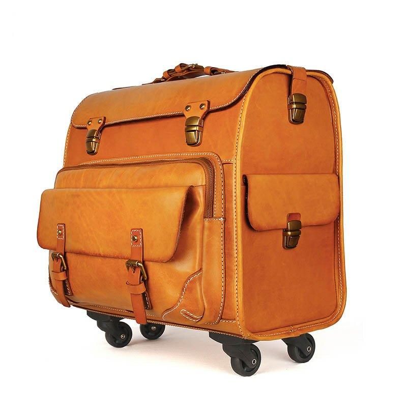 Valises À Main Cuir Vintage Pour Bagages 20 Pouces