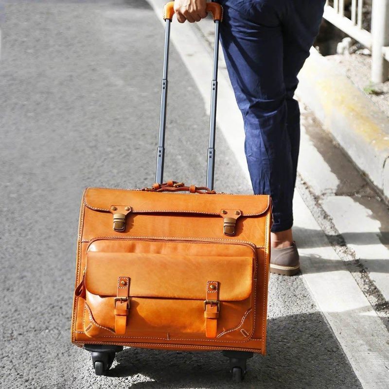 Valises À Main Cuir Vintage Pour Bagages 20 Pouces