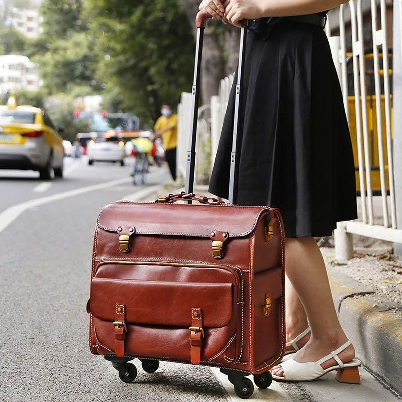 Valises À Main Cuir Vintage Pour Bagages 20 Pouces