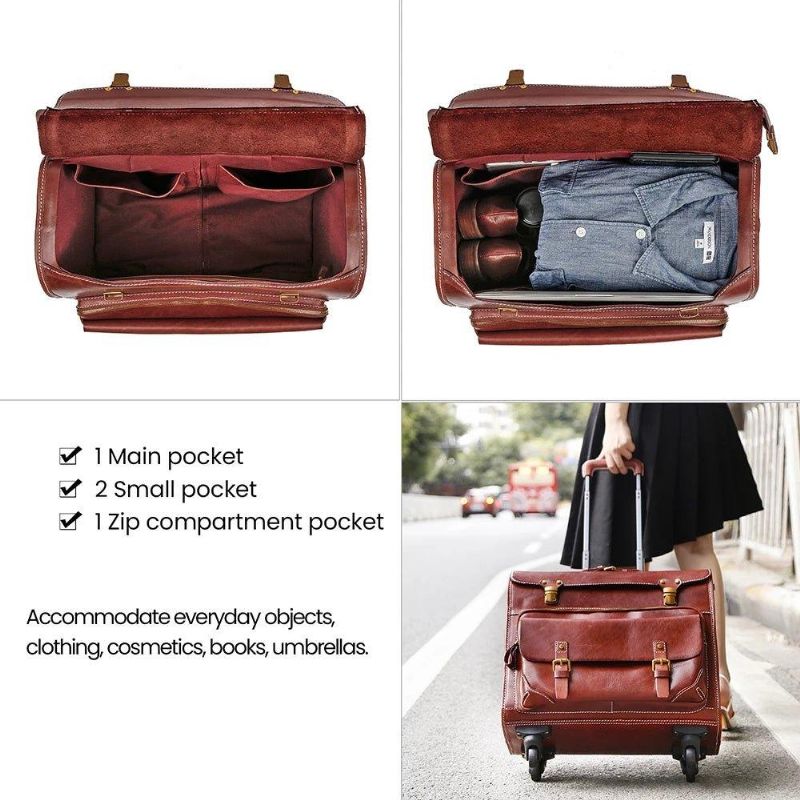 Valises À Main Cuir Vintage Pour Bagages 20 Pouces